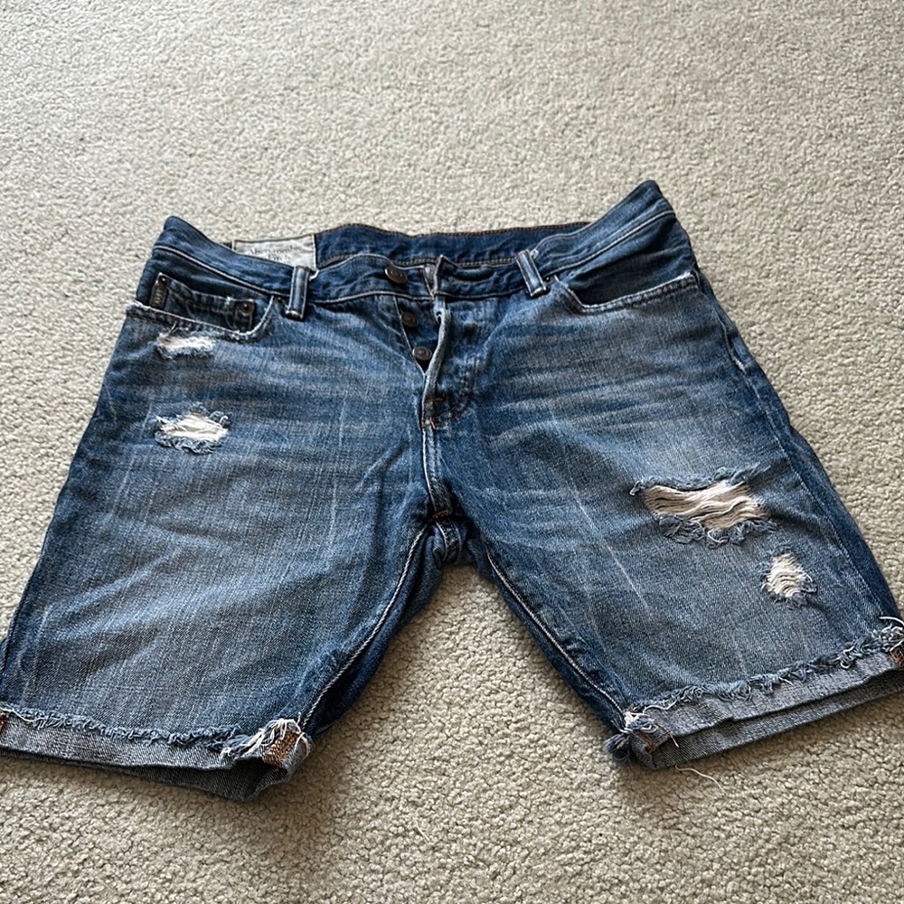 Abercrombie & Fitch Blue Distressed Jean Shorts